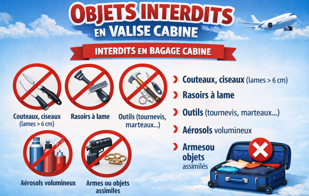 Objets interdits en valise cabine