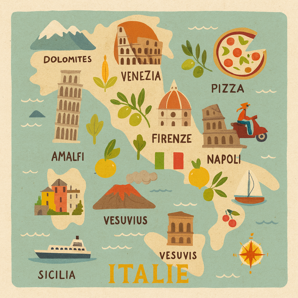 Carte illustrée de l'Italie